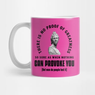 “There Is No Proof Of Greatness” Seneca Quote On Anger With Feminine Statue Bust Mug